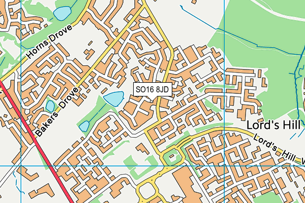 SO16 8JD map - OS VectorMap District (Ordnance Survey)