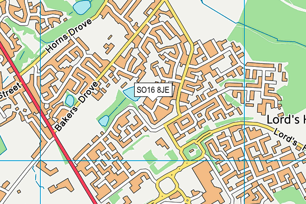 SO16 8JE map - OS VectorMap District (Ordnance Survey)