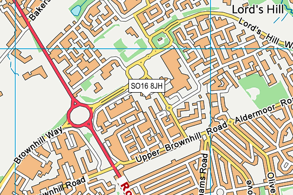 SO16 8JH map - OS VectorMap District (Ordnance Survey)