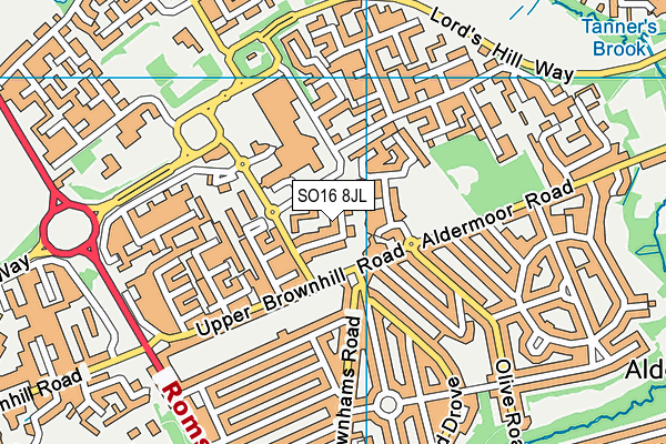 SO16 8JL map - OS VectorMap District (Ordnance Survey)