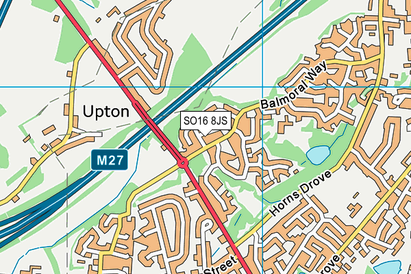 SO16 8JS map - OS VectorMap District (Ordnance Survey)