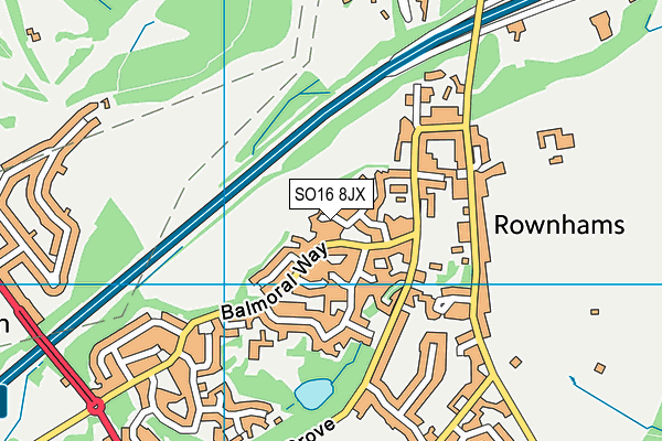 SO16 8JX map - OS VectorMap District (Ordnance Survey)