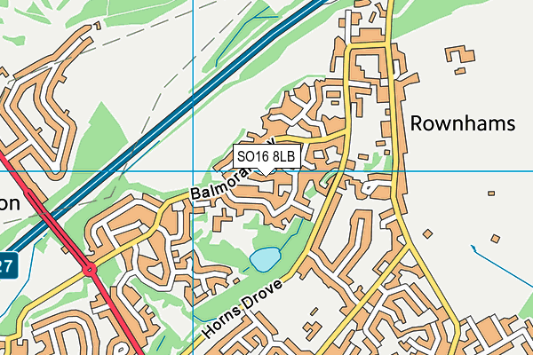 SO16 8LB map - OS VectorMap District (Ordnance Survey)