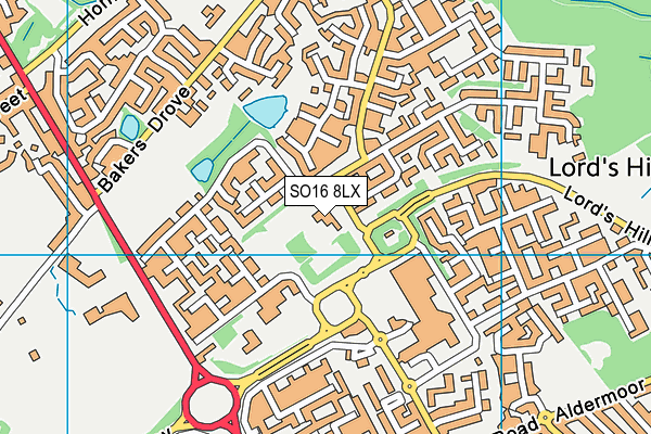 SO16 8LX map - OS VectorMap District (Ordnance Survey)
