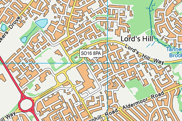 SO16 8PA map - OS VectorMap District (Ordnance Survey)