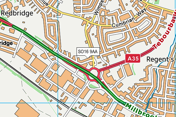 SO16 9AA map - OS VectorMap District (Ordnance Survey)