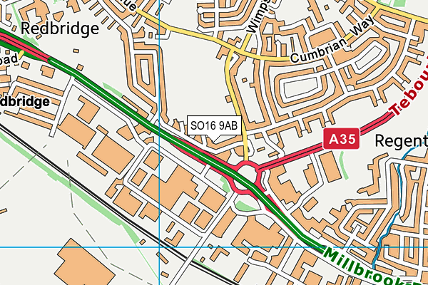 SO16 9AB map - OS VectorMap District (Ordnance Survey)