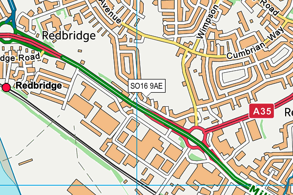 SO16 9AE map - OS VectorMap District (Ordnance Survey)