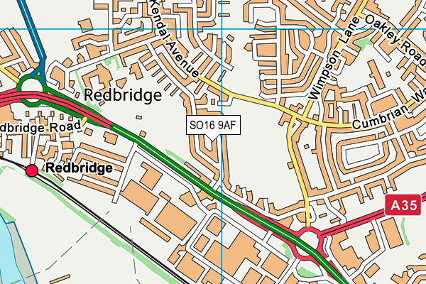 SO16 9AF map - OS VectorMap District (Ordnance Survey)