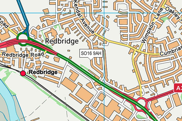 SO16 9AH map - OS VectorMap District (Ordnance Survey)