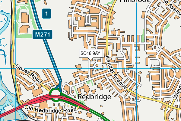 SO16 9AY map - OS VectorMap District (Ordnance Survey)