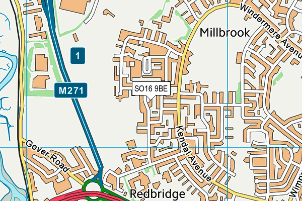 SO16 9BE map - OS VectorMap District (Ordnance Survey)