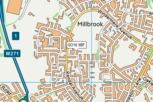 SO16 9BF map - OS VectorMap District (Ordnance Survey)