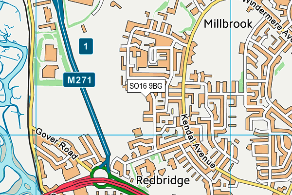 SO16 9BG map - OS VectorMap District (Ordnance Survey)