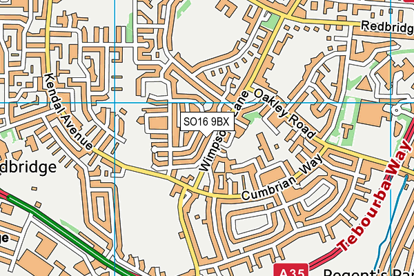 SO16 9BX map - OS VectorMap District (Ordnance Survey)