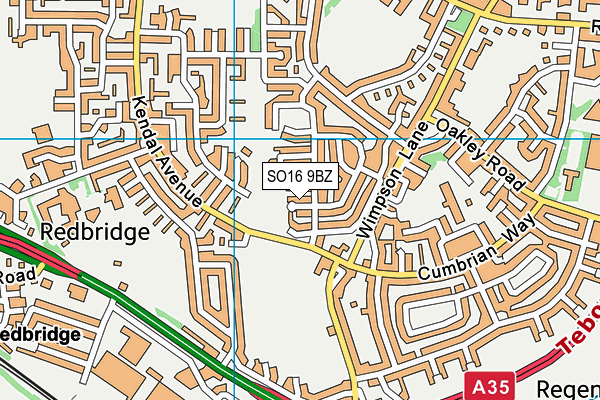 SO16 9BZ map - OS VectorMap District (Ordnance Survey)