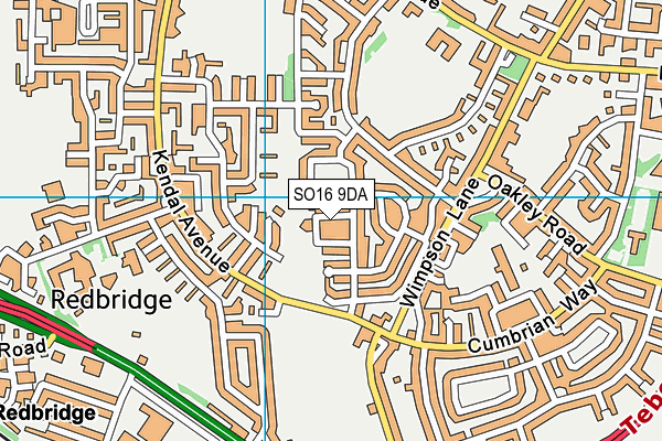 SO16 9DA map - OS VectorMap District (Ordnance Survey)