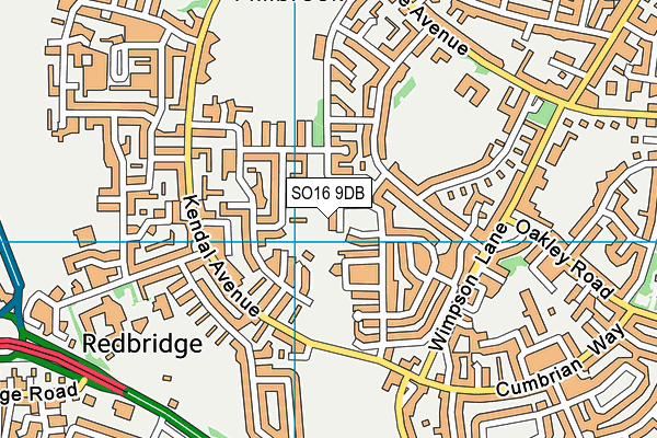 SO16 9DB map - OS VectorMap District (Ordnance Survey)