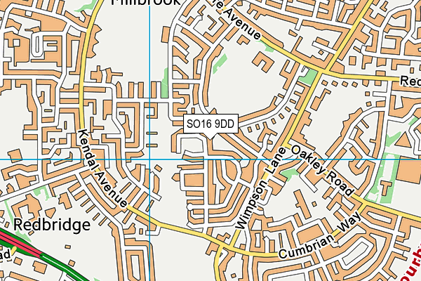 SO16 9DD map - OS VectorMap District (Ordnance Survey)