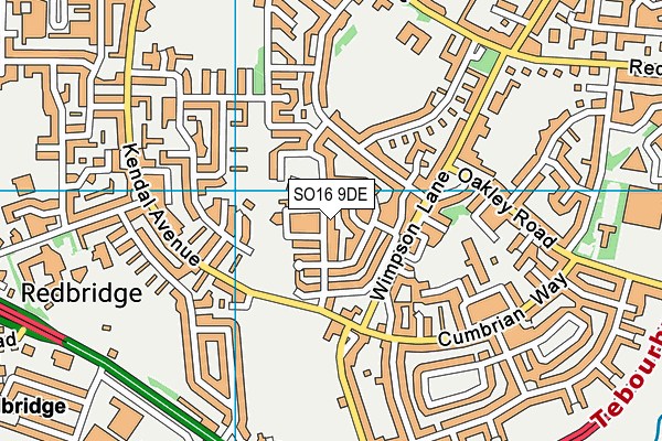 SO16 9DE map - OS VectorMap District (Ordnance Survey)