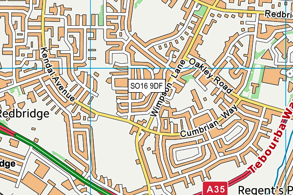 SO16 9DF map - OS VectorMap District (Ordnance Survey)