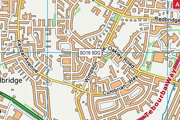 SO16 9DG map - OS VectorMap District (Ordnance Survey)