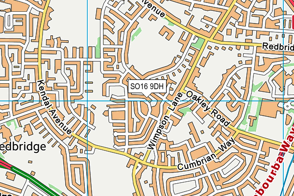 SO16 9DH map - OS VectorMap District (Ordnance Survey)