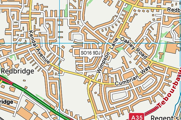 SO16 9DJ map - OS VectorMap District (Ordnance Survey)