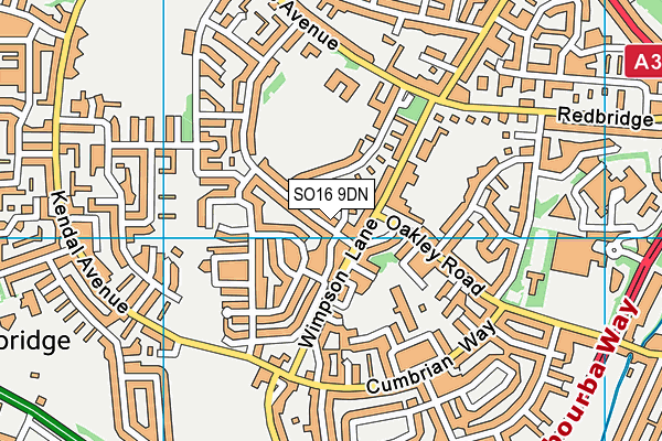 SO16 9DN map - OS VectorMap District (Ordnance Survey)