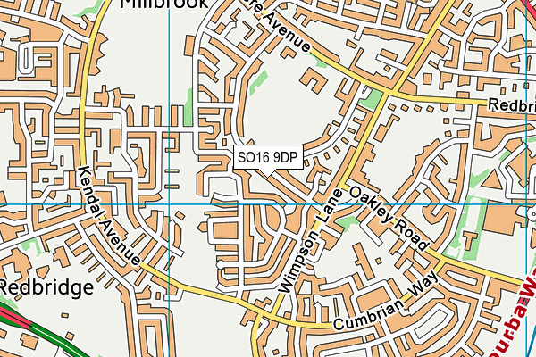 SO16 9DP map - OS VectorMap District (Ordnance Survey)