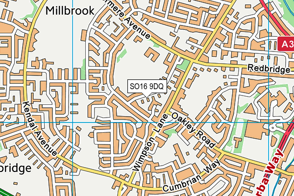 SO16 9DQ map - OS VectorMap District (Ordnance Survey)