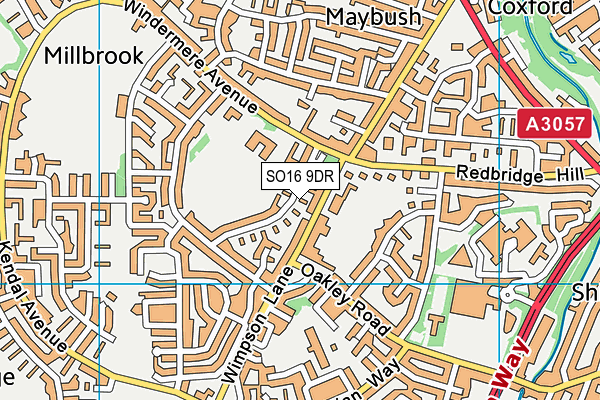 SO16 9DR map - OS VectorMap District (Ordnance Survey)