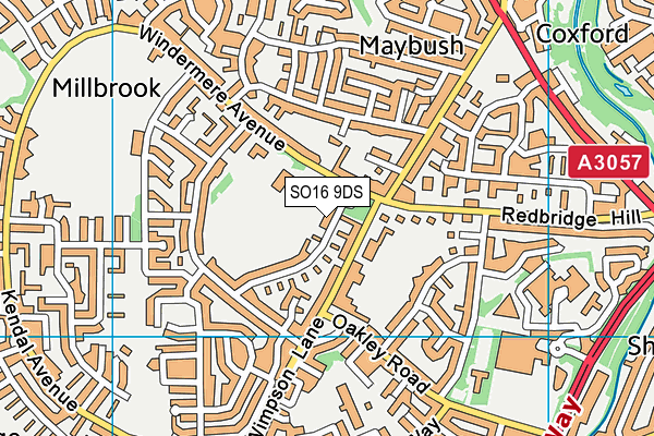 SO16 9DS map - OS VectorMap District (Ordnance Survey)