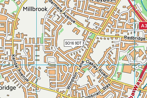 SO16 9DT map - OS VectorMap District (Ordnance Survey)