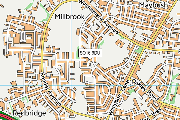 SO16 9DU map - OS VectorMap District (Ordnance Survey)