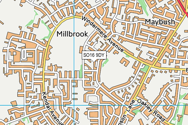 SO16 9DY map - OS VectorMap District (Ordnance Survey)