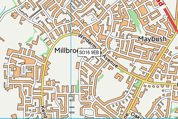 SO16 9EB map - OS VectorMap District (Ordnance Survey)