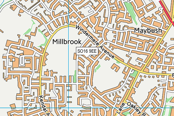 SO16 9EE map - OS VectorMap District (Ordnance Survey)