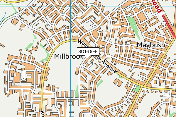 SO16 9EF map - OS VectorMap District (Ordnance Survey)