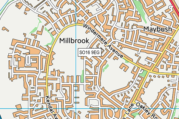 SO16 9EG map - OS VectorMap District (Ordnance Survey)