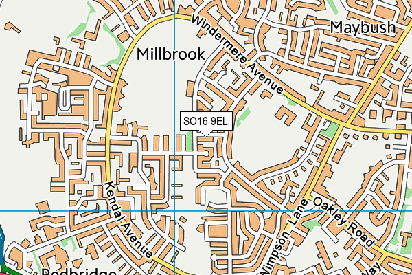 SO16 9EL map - OS VectorMap District (Ordnance Survey)