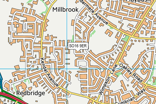 SO16 9ER map - OS VectorMap District (Ordnance Survey)