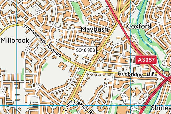 SO16 9ES map - OS VectorMap District (Ordnance Survey)