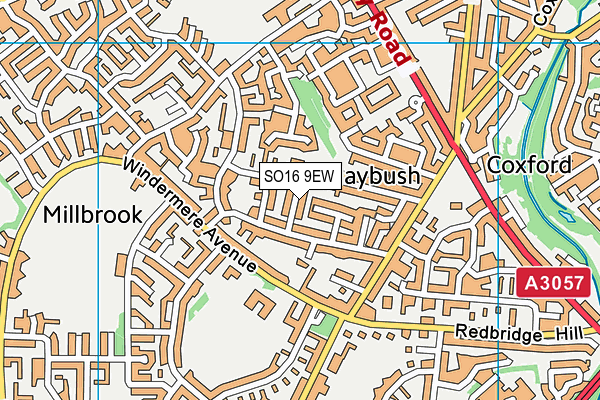 SO16 9EW map - OS VectorMap District (Ordnance Survey)