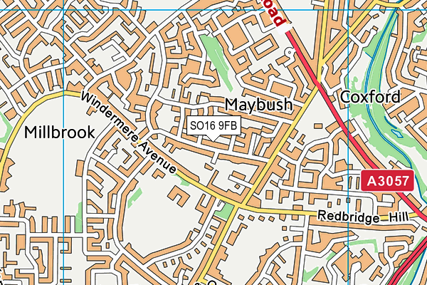 SO16 9FB map - OS VectorMap District (Ordnance Survey)