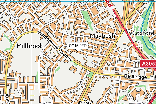 SO16 9FD map - OS VectorMap District (Ordnance Survey)