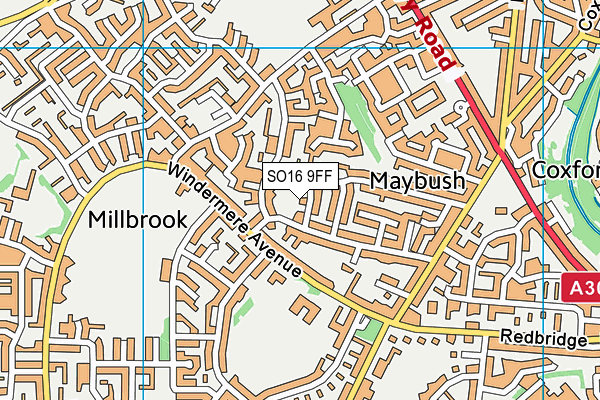 SO16 9FF map - OS VectorMap District (Ordnance Survey)