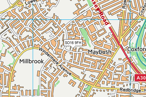 SO16 9FH map - OS VectorMap District (Ordnance Survey)