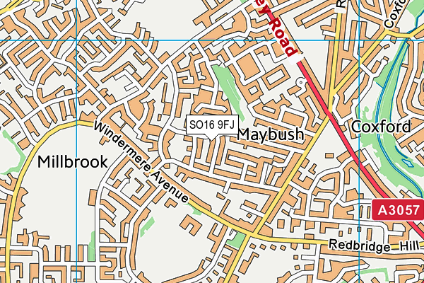 SO16 9FJ map - OS VectorMap District (Ordnance Survey)