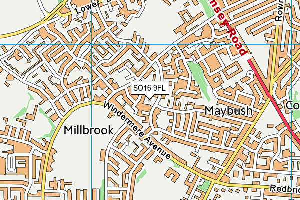 SO16 9FL map - OS VectorMap District (Ordnance Survey)